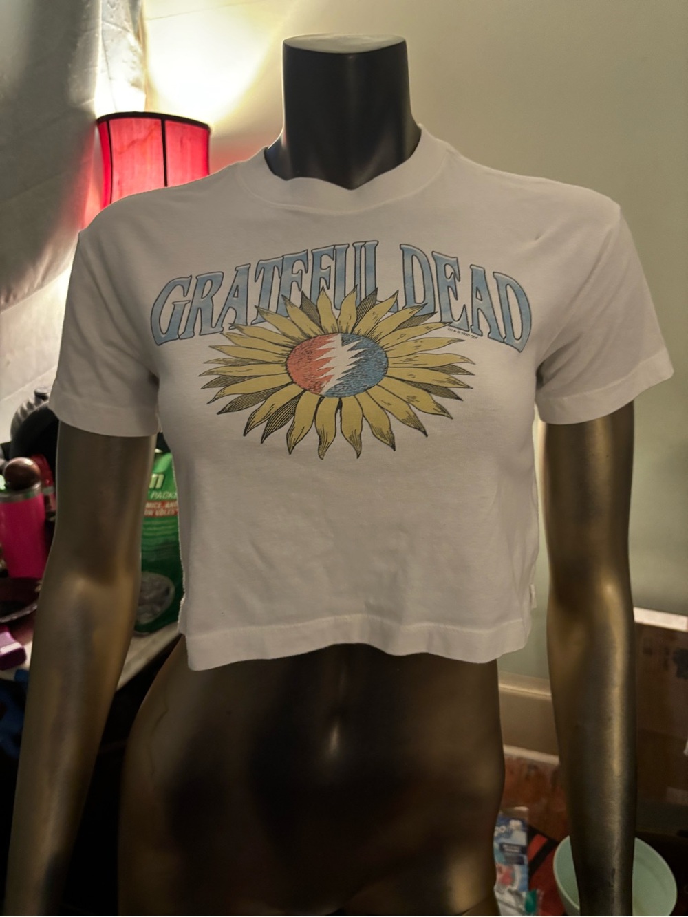 GAP White Cropped Tee with Grateful Dead Sunflower Graphic tee
